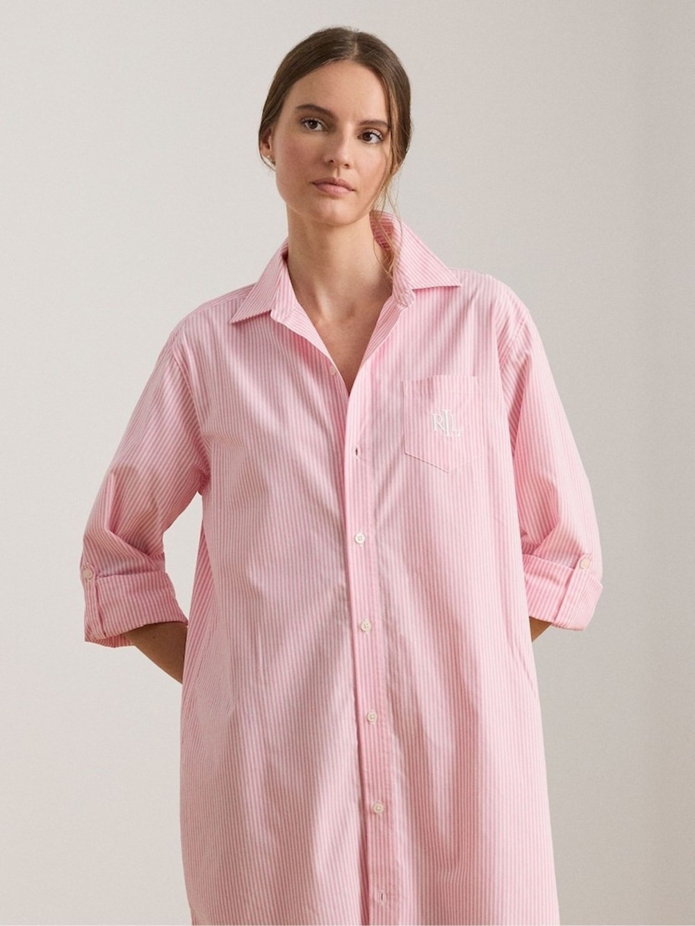 Lauren Ralph Lauren Pink Core Woven Long Sleeve Shirt